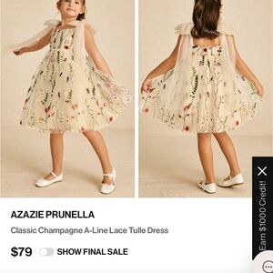 Azazie Prunella Floral Lace Dress in Cream